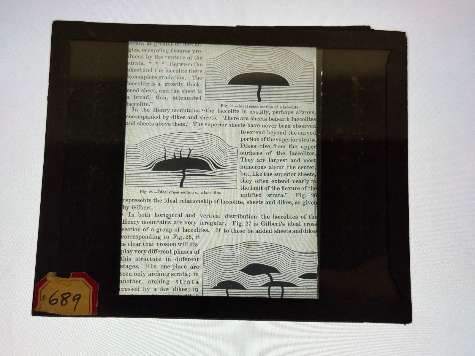 Antique Magic Lantern Slide Educational Laccolite Diagram Antique Magic Lantern Slide Educational Laccolite Diagram