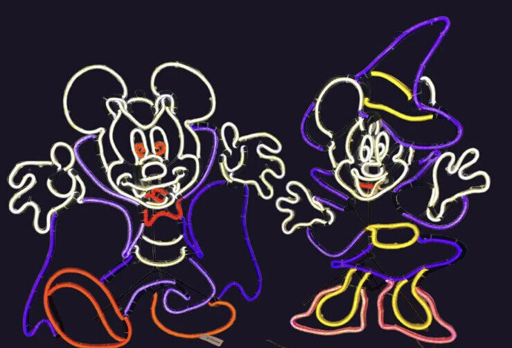 Gemmy Disney Haunted Holiday Halloween Mickey & Minnie Mouse LED In/Outdoor Sign