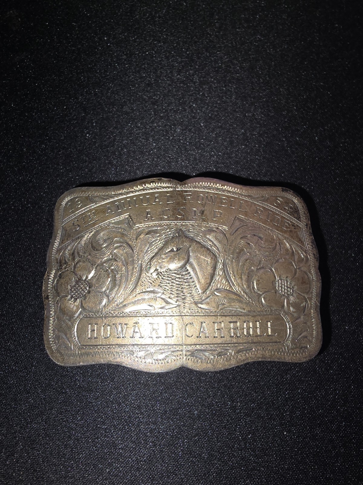 Beautiful Rare Western Rowell Saddle Co. Sterling Silver Belt Buckle c.1950s'