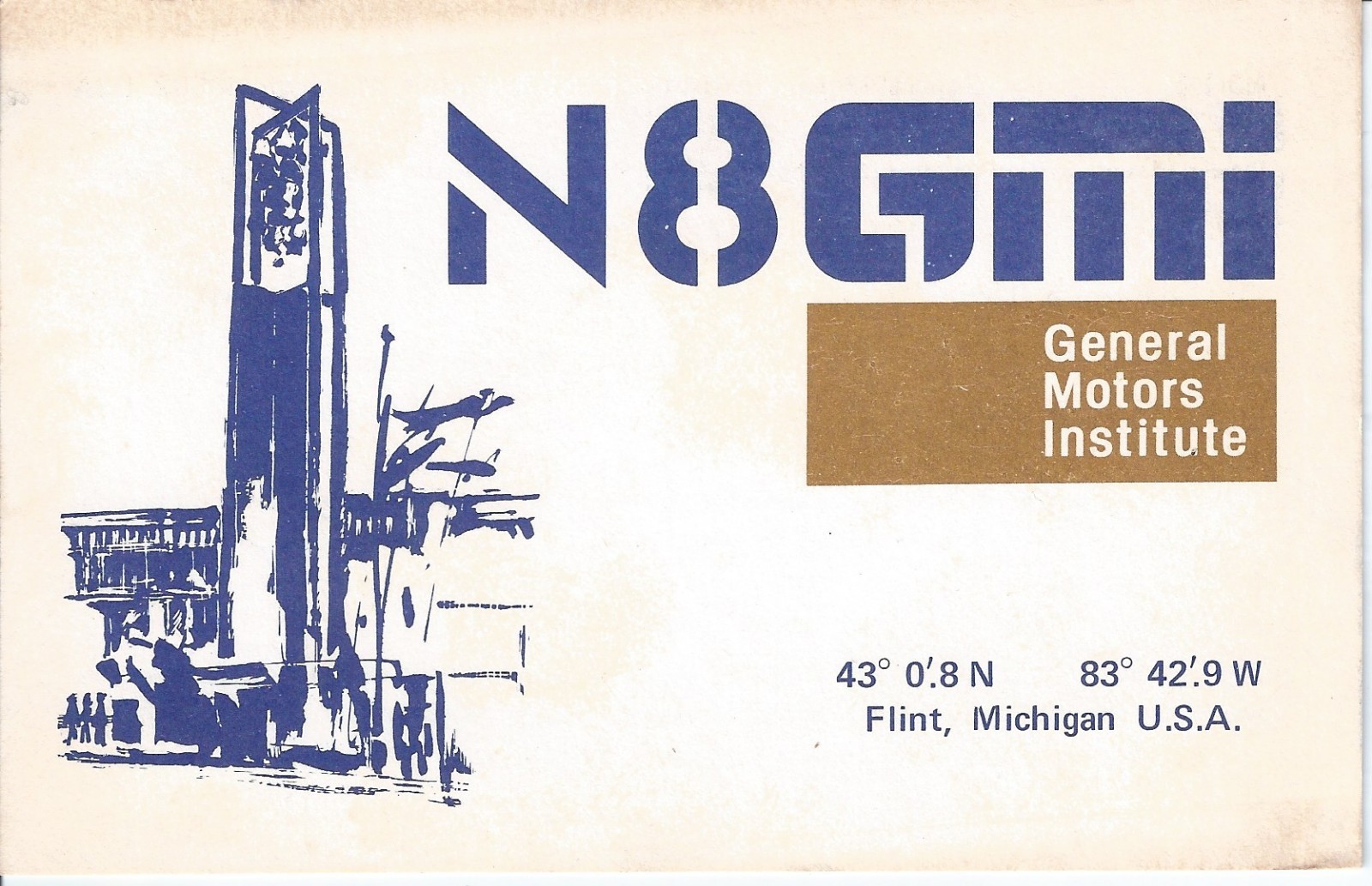Vintage N8GMI General Motors Flint Michigan 1975 Amateur Radio QSL Card Vintage N8GMI General Motors Flint Michigan 1975 Amateur Radio QSL Card