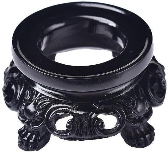 Black Wooden Display Stand for Crystal Sphere Quartz Ball Holder Hollow Wood Sta