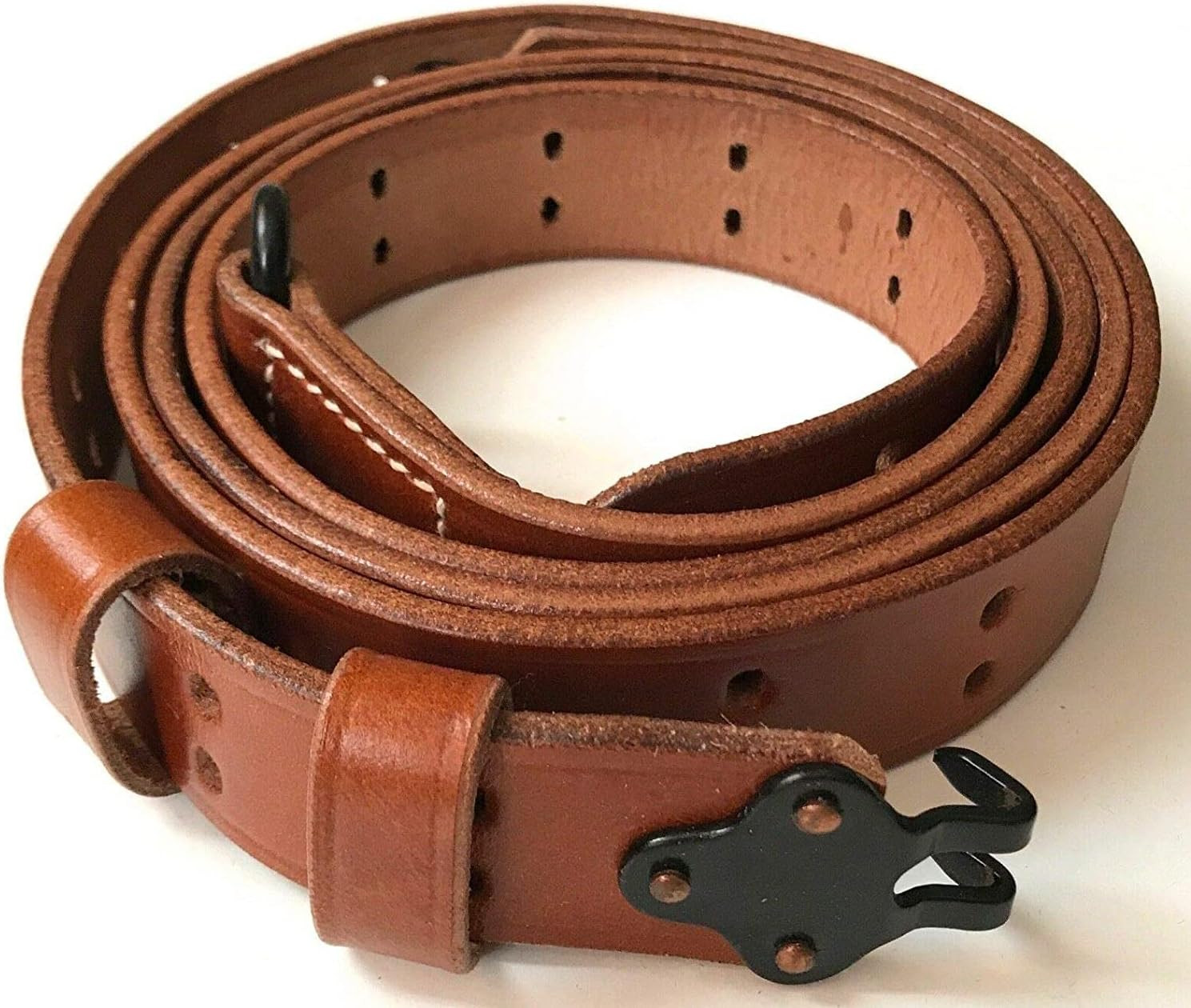 M1907 Leather Rifle Sling WWII M1 Garand Replacement Sling Leather Steel Hardwar