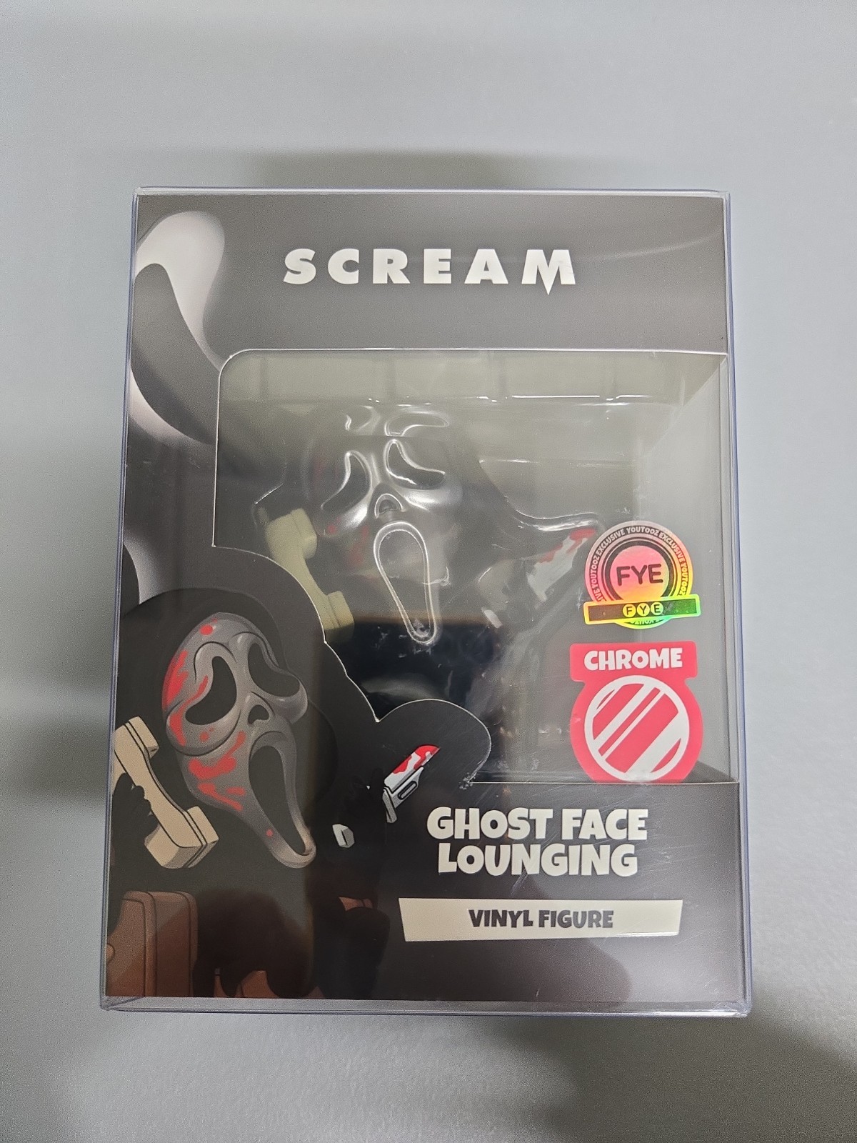 Ghost Face Lounging YoUTooz Scream FYE  Exclusive Chrome With Blood