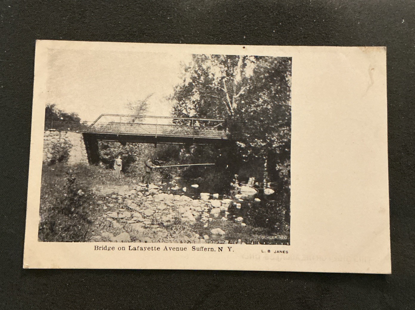 C1901  Bridge Lafayette Ave People Fishing Suffern NY  Postcard Unposted UDB