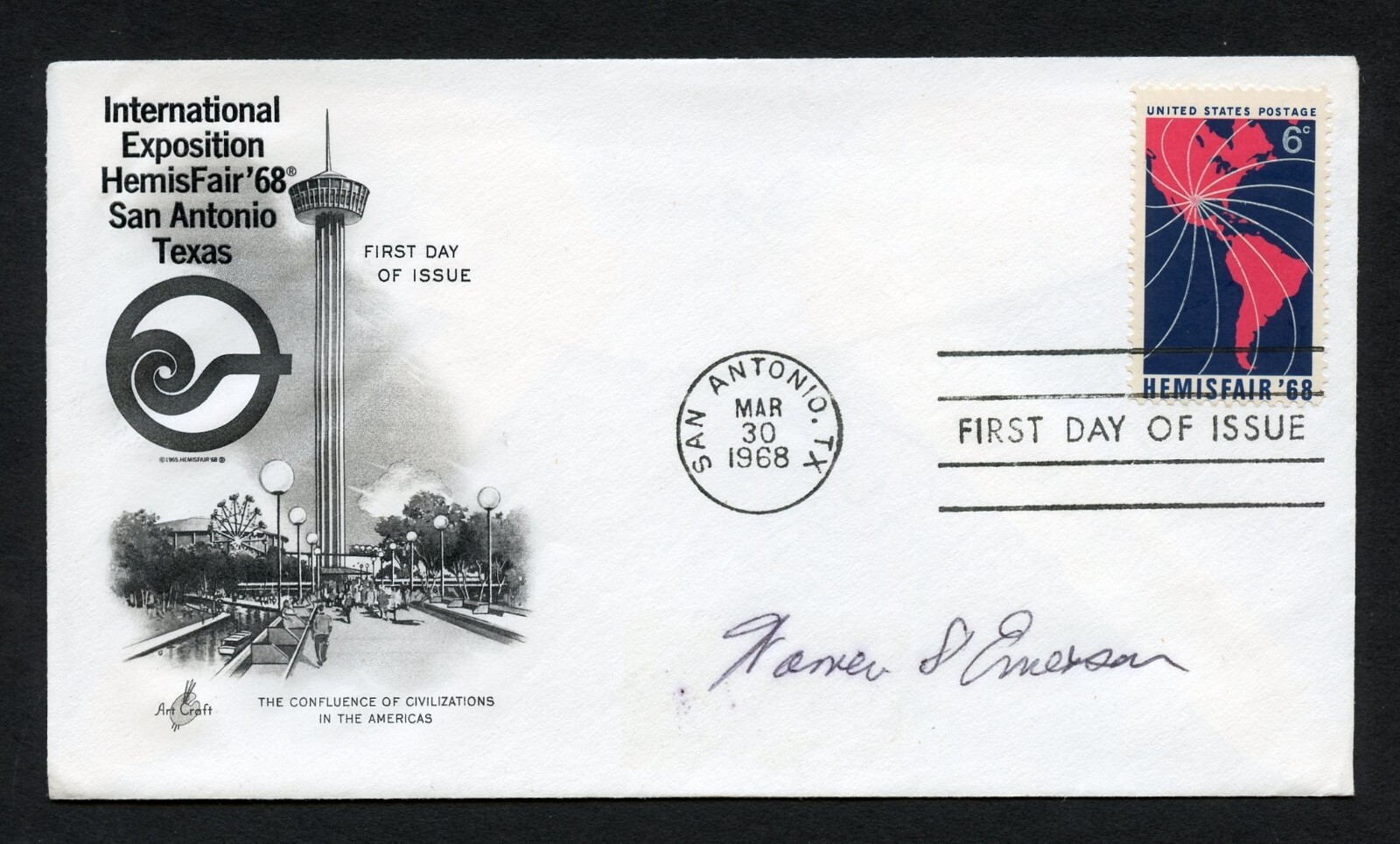 Warren S. Emerson d2001 signed autograph auto First Day Cover WWII ACE USAAF Warren S. Emerson d2001 signed autograph auto First Day Cover WWII ACE USAAF