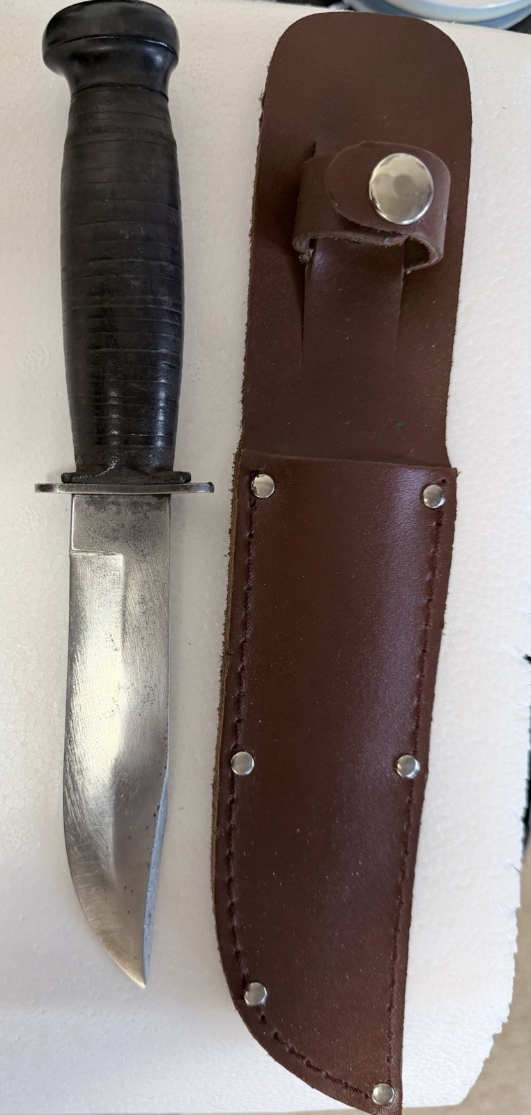 Vintage WWII Camillus NY Mark 1 Military Combat Knife & New Leather Sheath