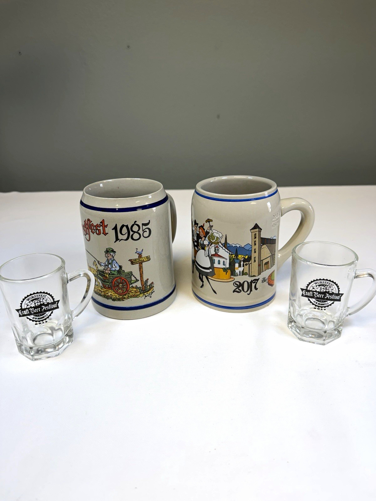 Wurstfest New Braunfels Texas Stein Mug Lot 1985 W Germany 2017 Thewalt Glasses