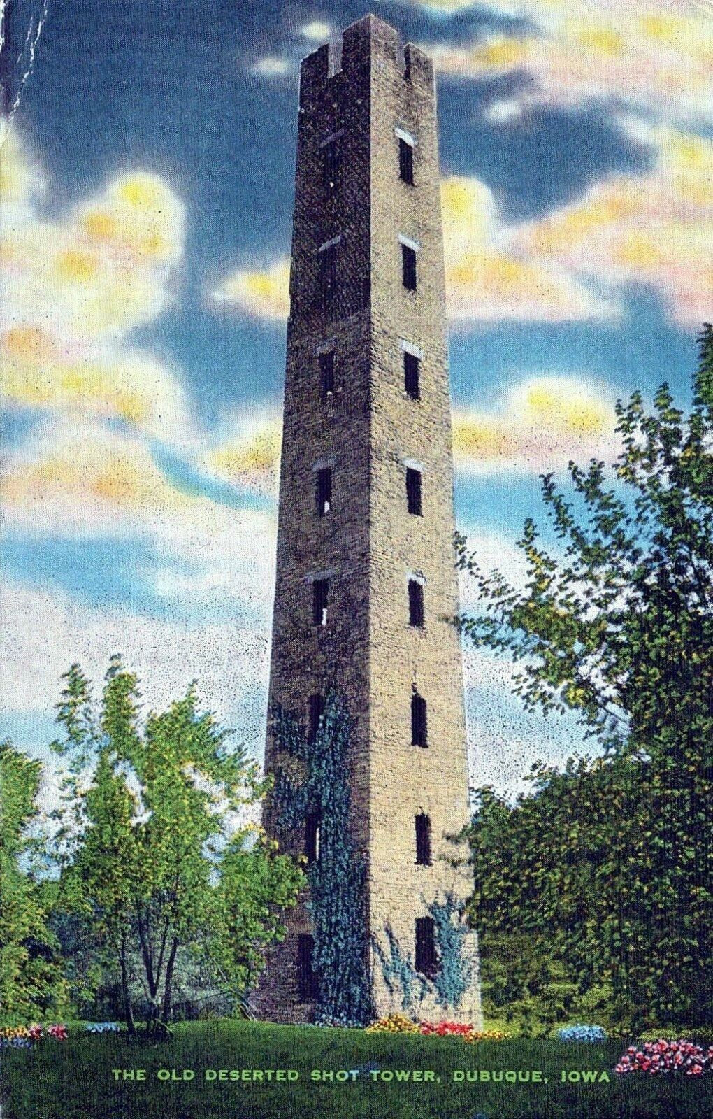 The Old Deserted Shot Tower Dubuque Iowa Iowa Posted Vintage Linen Post Card