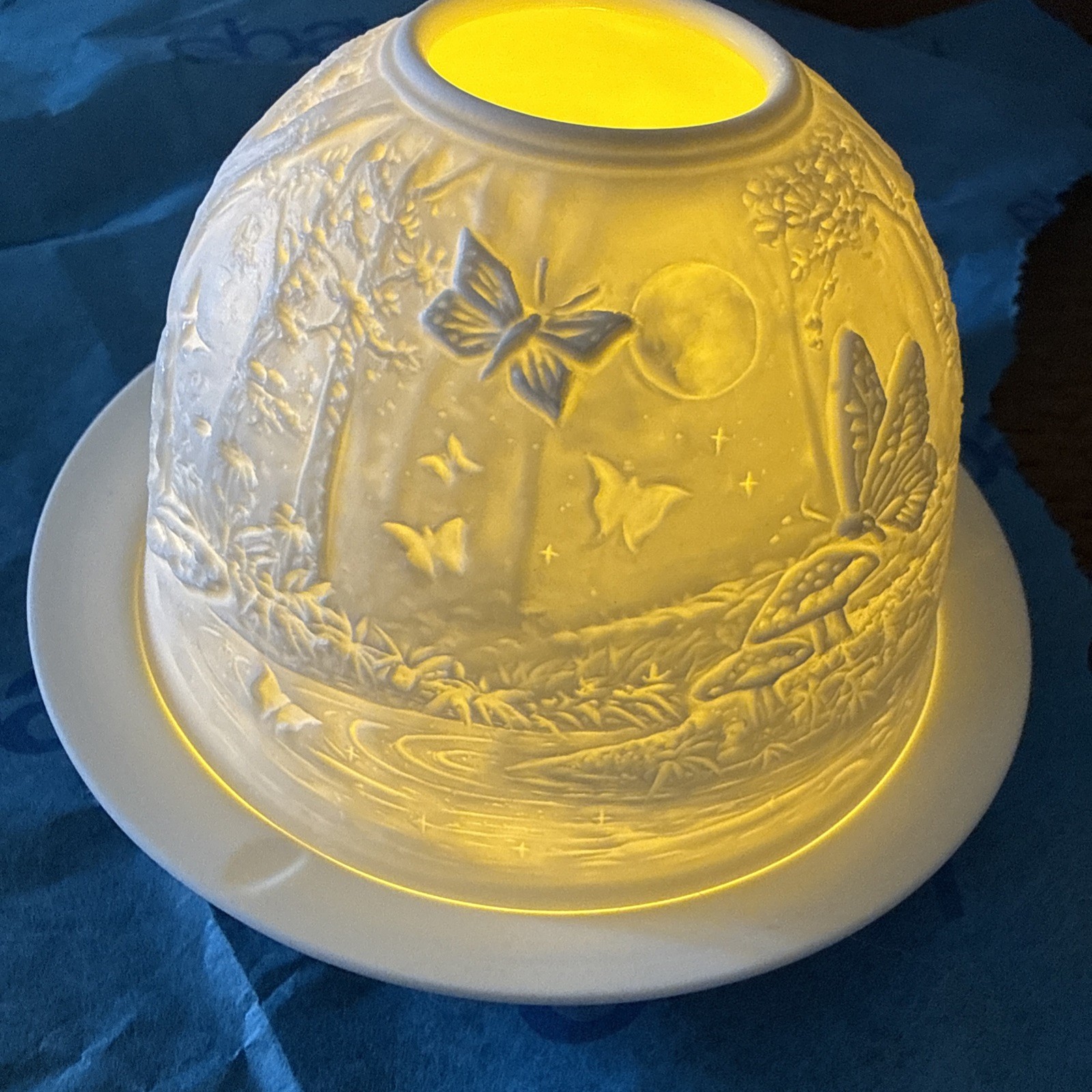 What A Pretty Woodland & Butterfly Design 3 Piece Ceramic Candle Holder