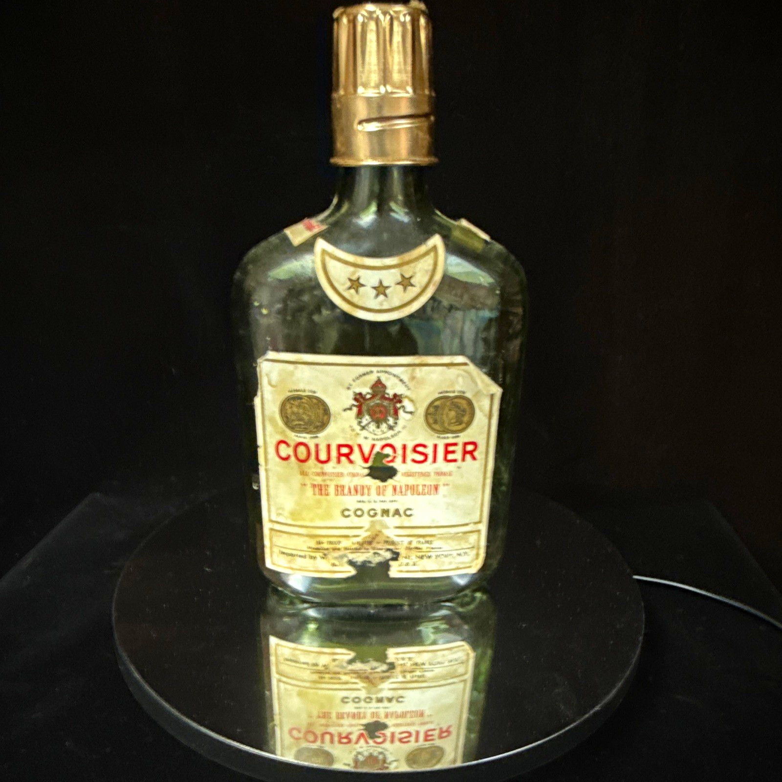 Very Rare Vintage Courvoisier Distillery 3star Cognac Bottle  1/5 Pint 1934-1944