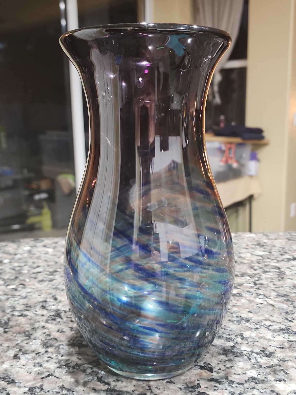 Teleflora Handblown Amethyst Purple and Blue Glass Vase 9.5 Teleflora Handblown Amethyst Purple and Blue Glass Vase 9.5