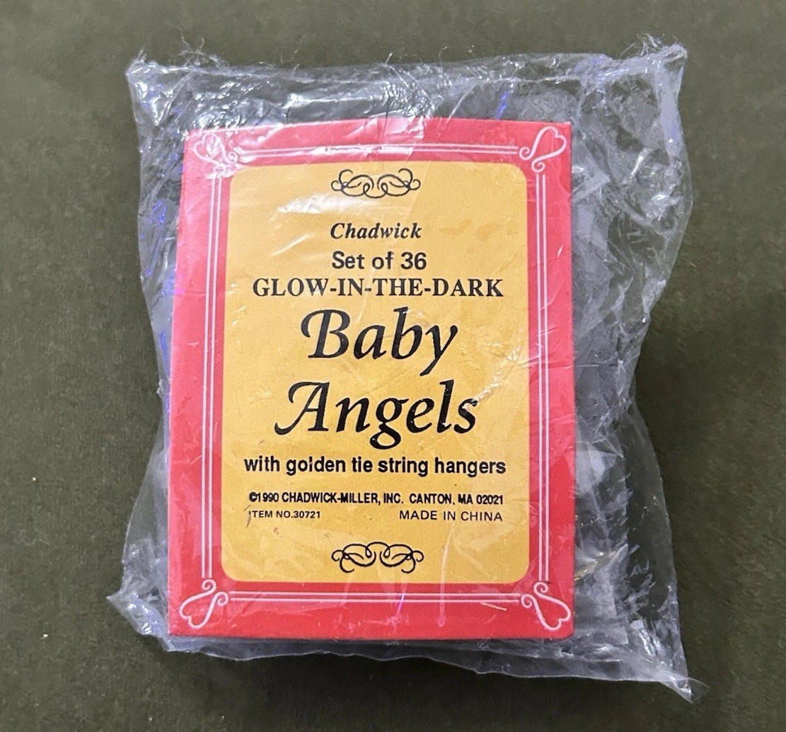 Vtg Chadwick Set of 36 Glow-In-The-Dark Baby Angels Figures Christmas Ornaments