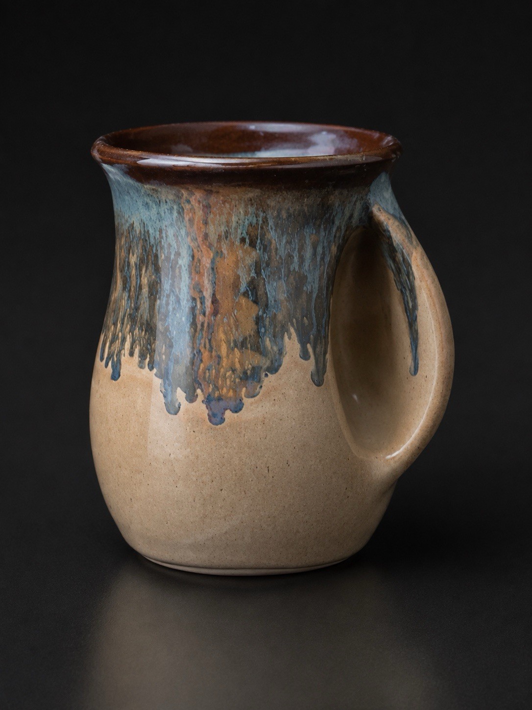 Neher Clay in Motion Cobalt Canyon Right Handwarmer Mug Signed 2021