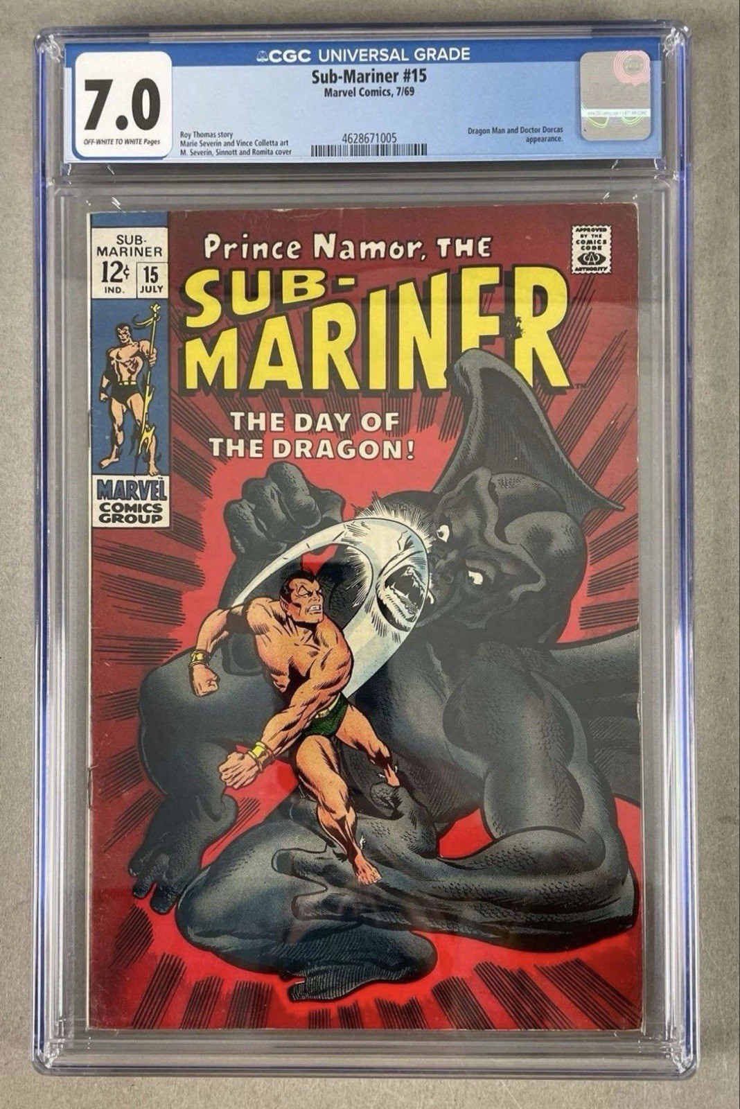 Sub-Mariner #15 CGC 7.0 F (Marvel - 07/69) Awesome Cover