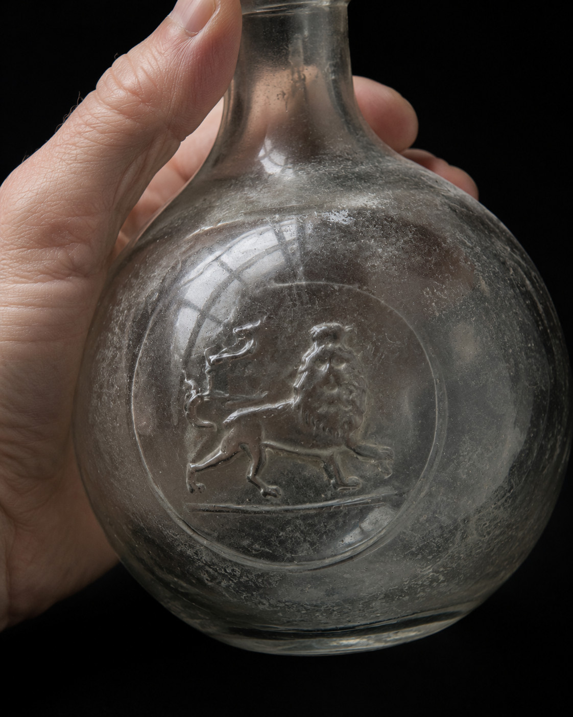 Ethiopian Haile Selassie Lion of Judah Berele Glass Drinking Flask Bottle