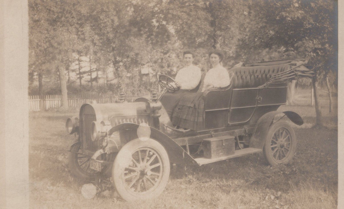 Franklin Style Touring Car Women Motorists Antique 1908 - RPPC Photo Postcard