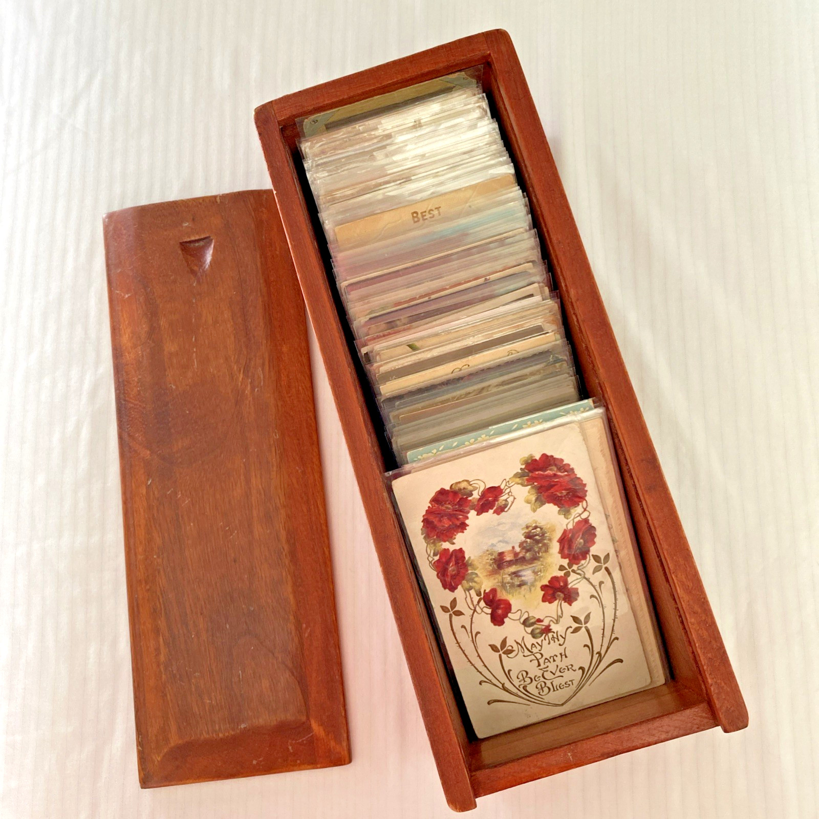 Lot of 200 French & Victorian Embossed Postcards Valentine Floral Children w/Box