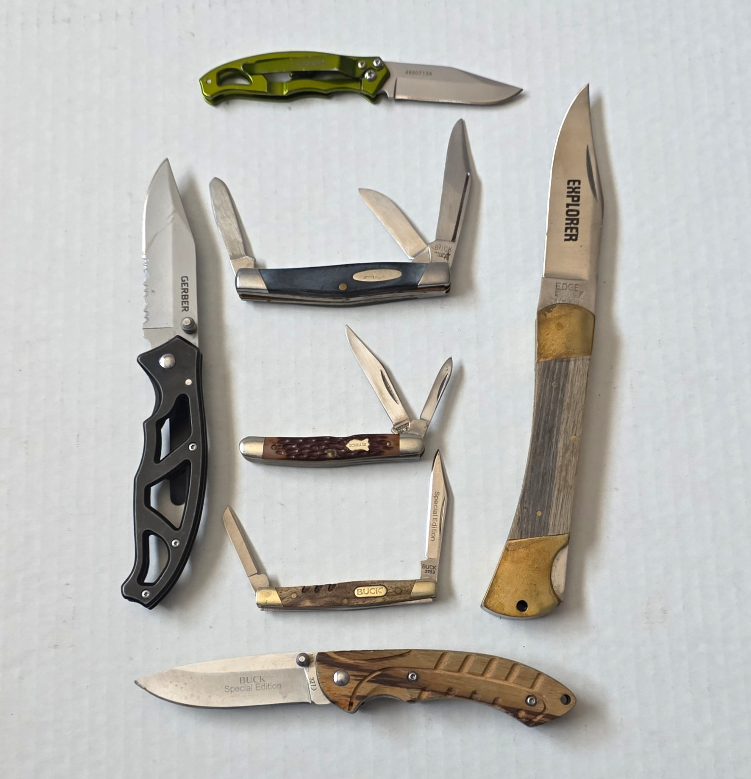 Gerber Buck Schrade 7pc Pocketknife Lot 1-3 Blade Stainless Slipjoint Opener