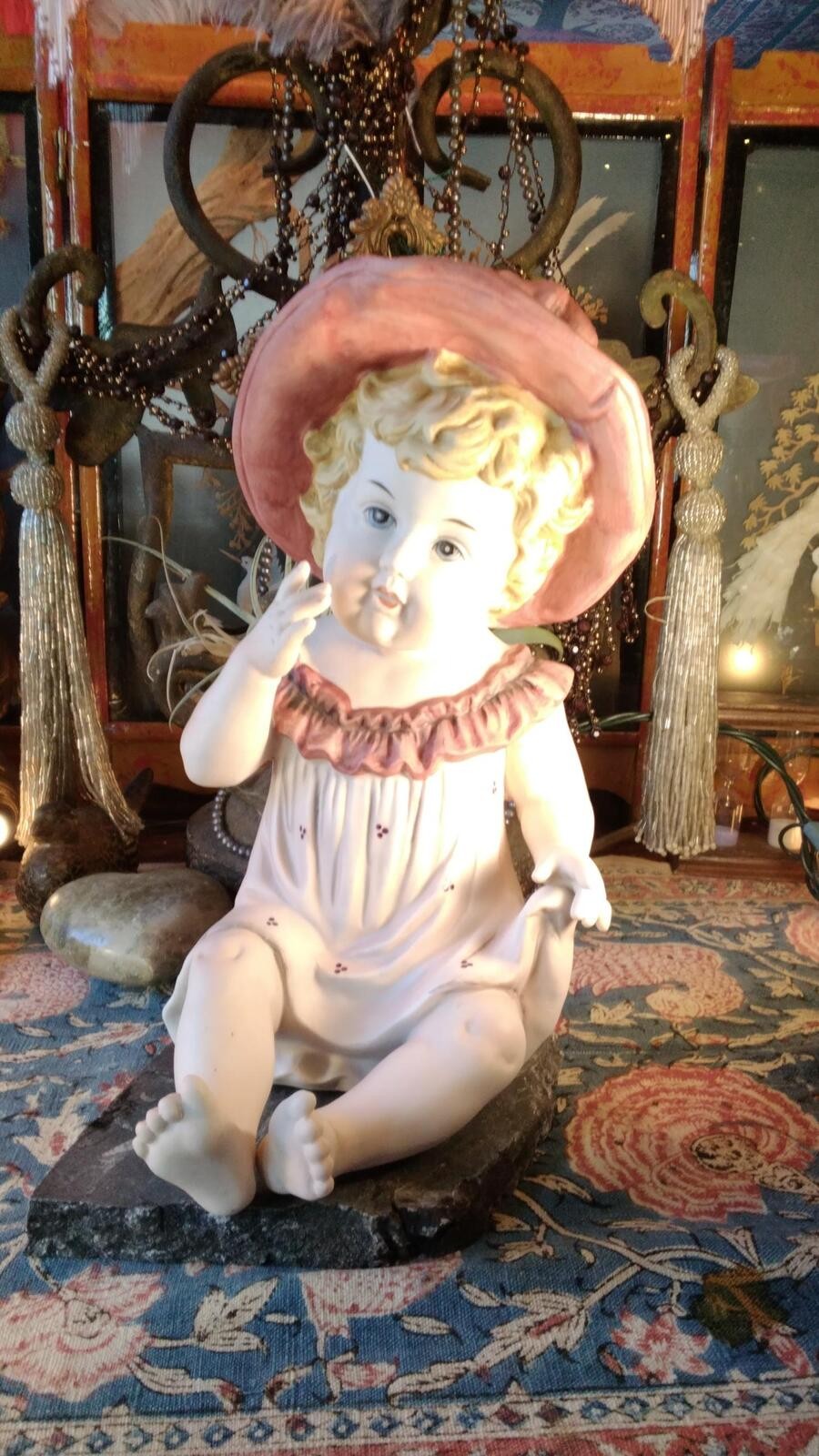 Vintage Bisque Porcelain Piano Baby Figurine Antique German Doll Shabby Chic Vintage Bisque Porcelain Piano Baby Figurine Antique German Doll Shabby Chic