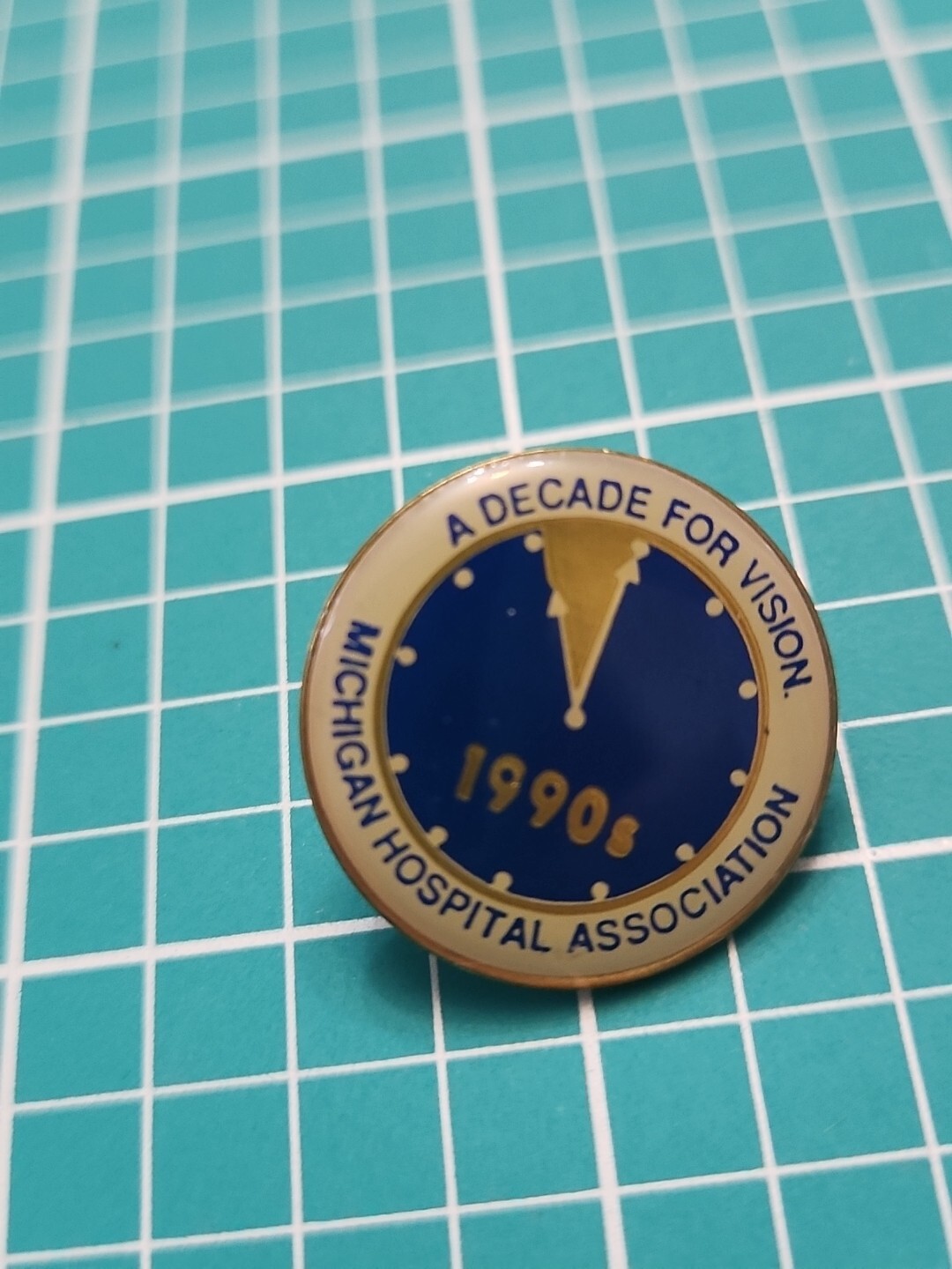 Vtg 1990s Michigan Hospital Association A Decade For Vision Gold Tone Lapel Pin