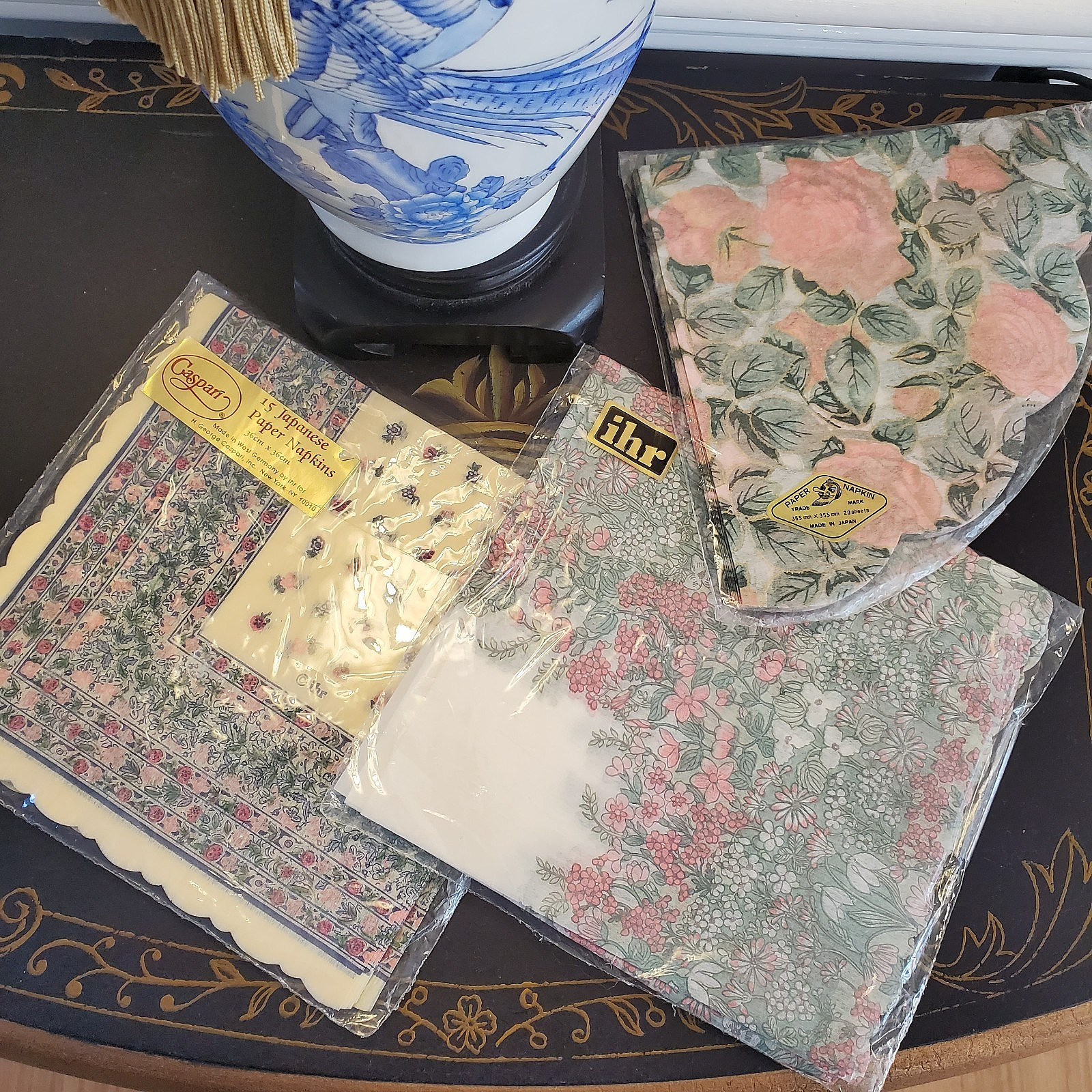 Caspari ihr Japanese Paper Napkins 3 Sets Silken Rice Paper Made in West German