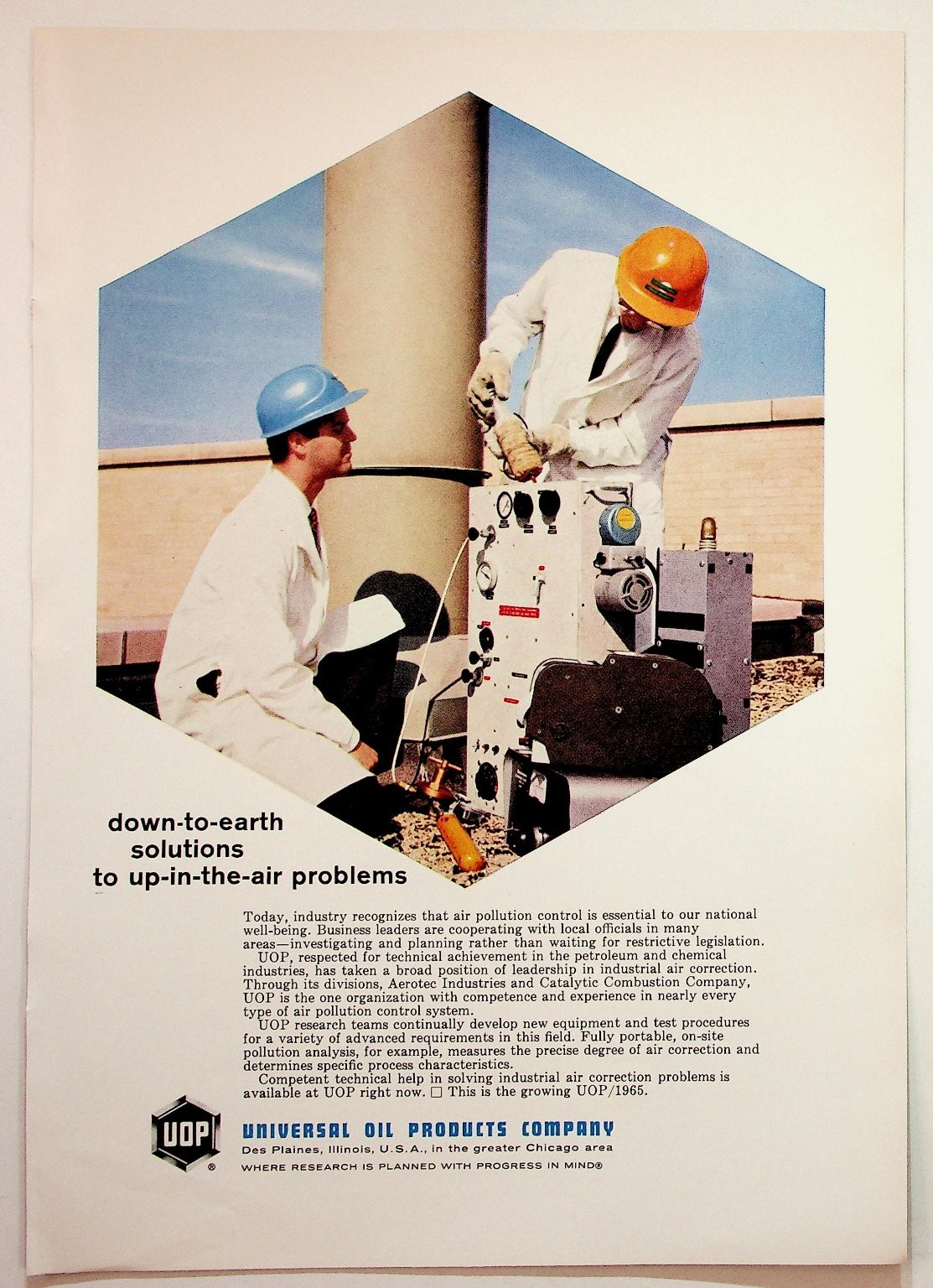 Vintage 1965 UOP Air Pollution Control Magazine Ad Environmental Industrial