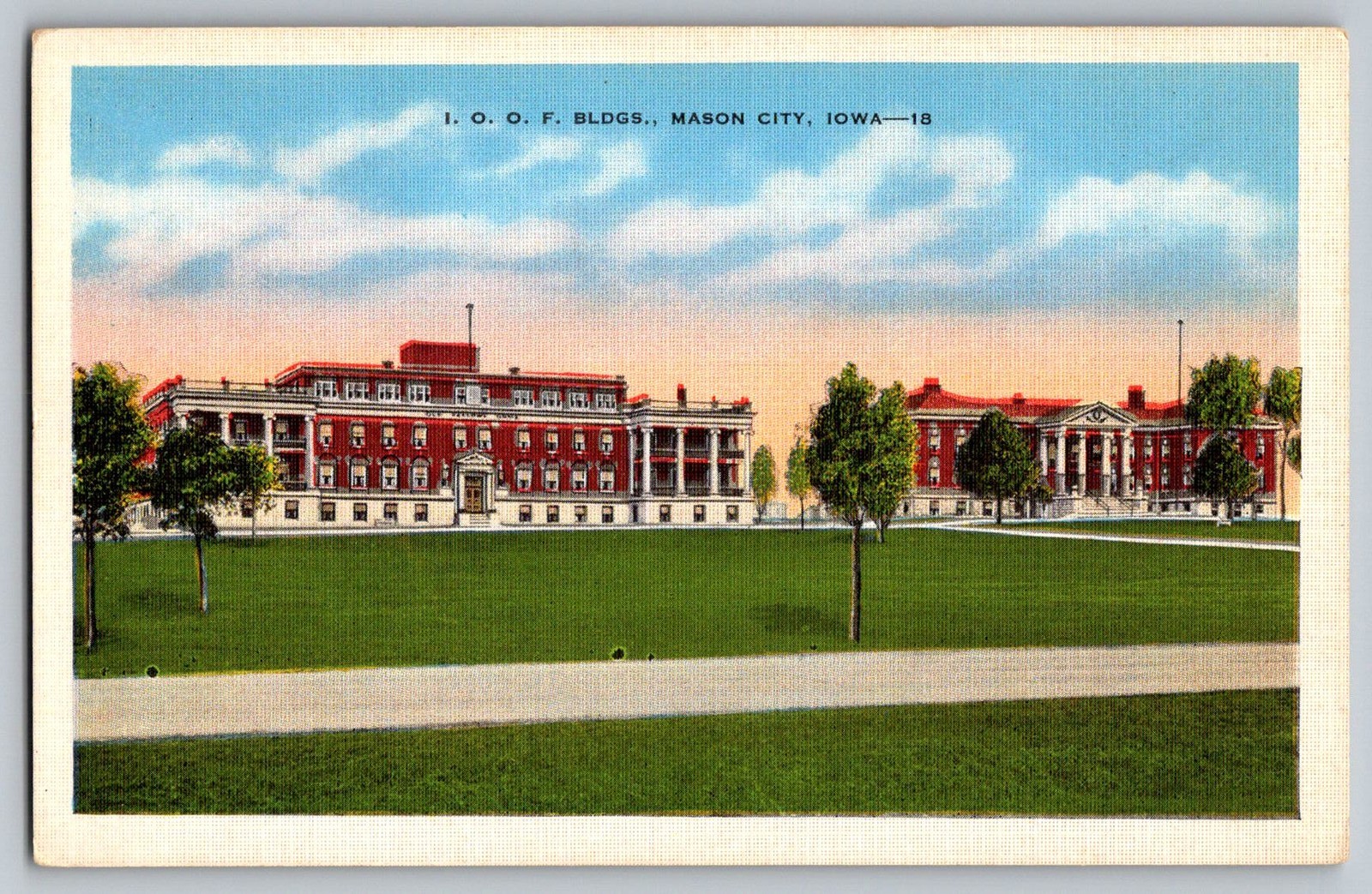 Postcard - I. O. O. F. Bldgs., Mason City, Iowa