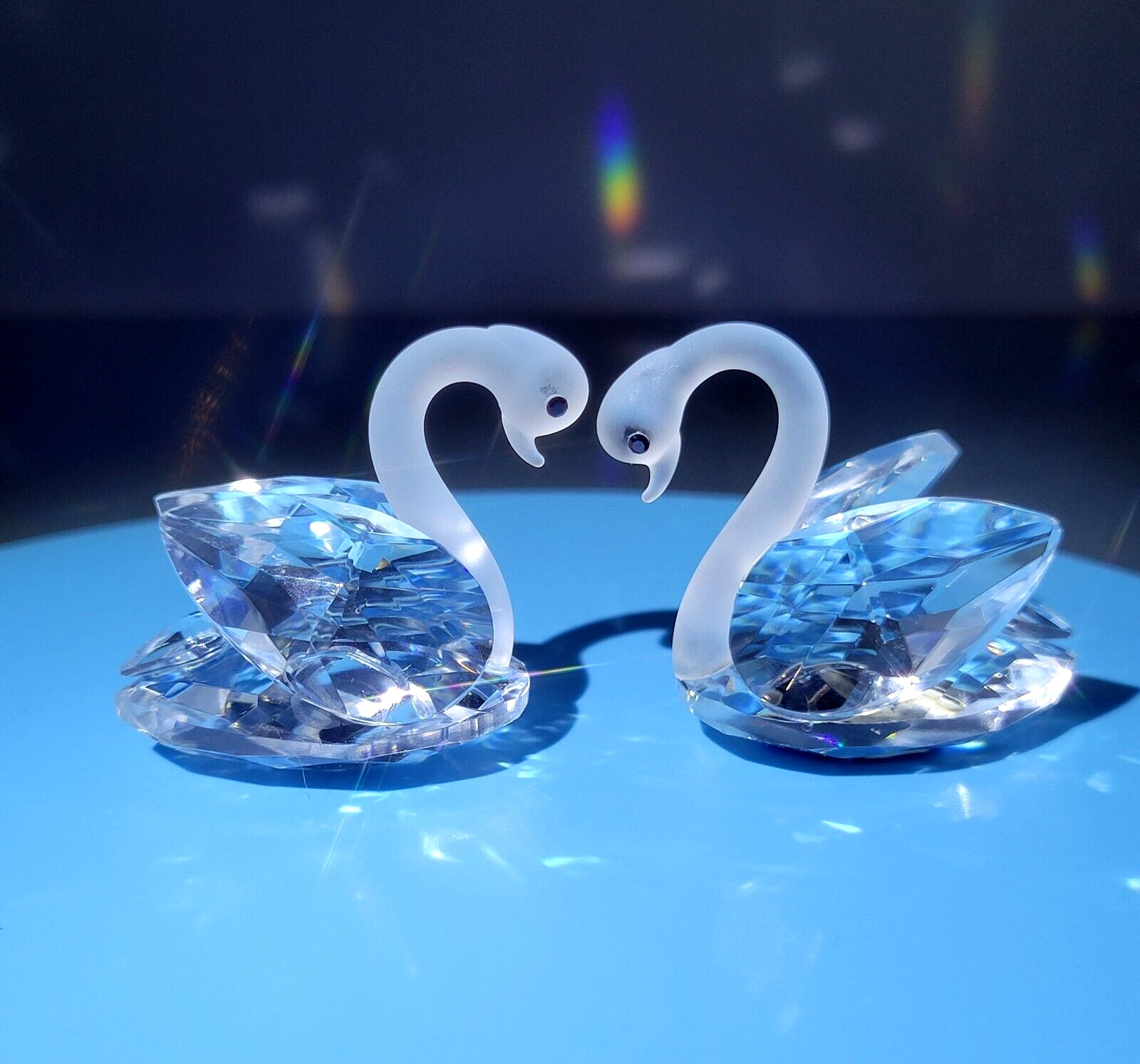 CRYSTAL SWANS Made in England (Set of 2 - open & closed wings) -FREE SHIPPING-