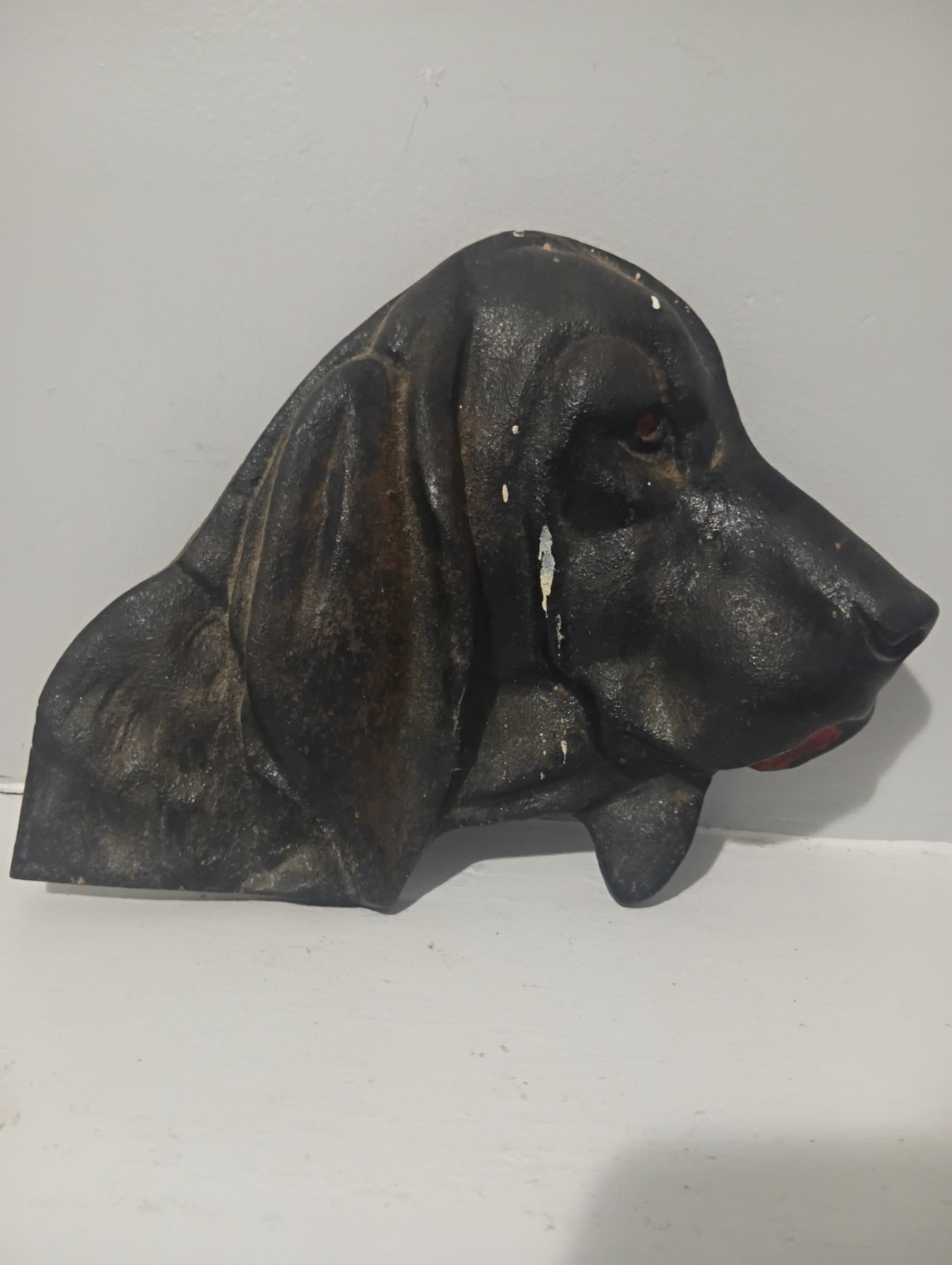 Rare Old Cast Iron Bloodhound Dog Heavy Still DOORSTOP Basset Hound