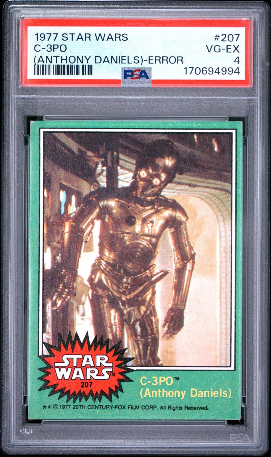 1977 Star Wars #207 C-3po (Anthony Daniels)-Error PSA 4