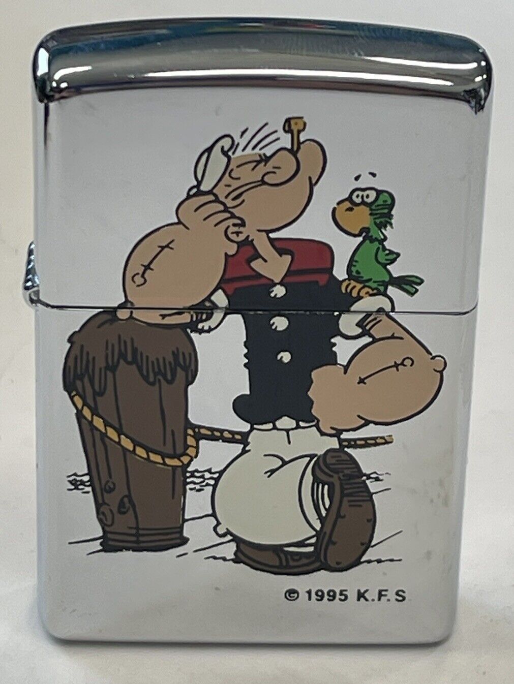 ZIPPO 1995 POPEYE & PARROT POLISHED CHROME LIGHTER SEALED IN BOX 91S