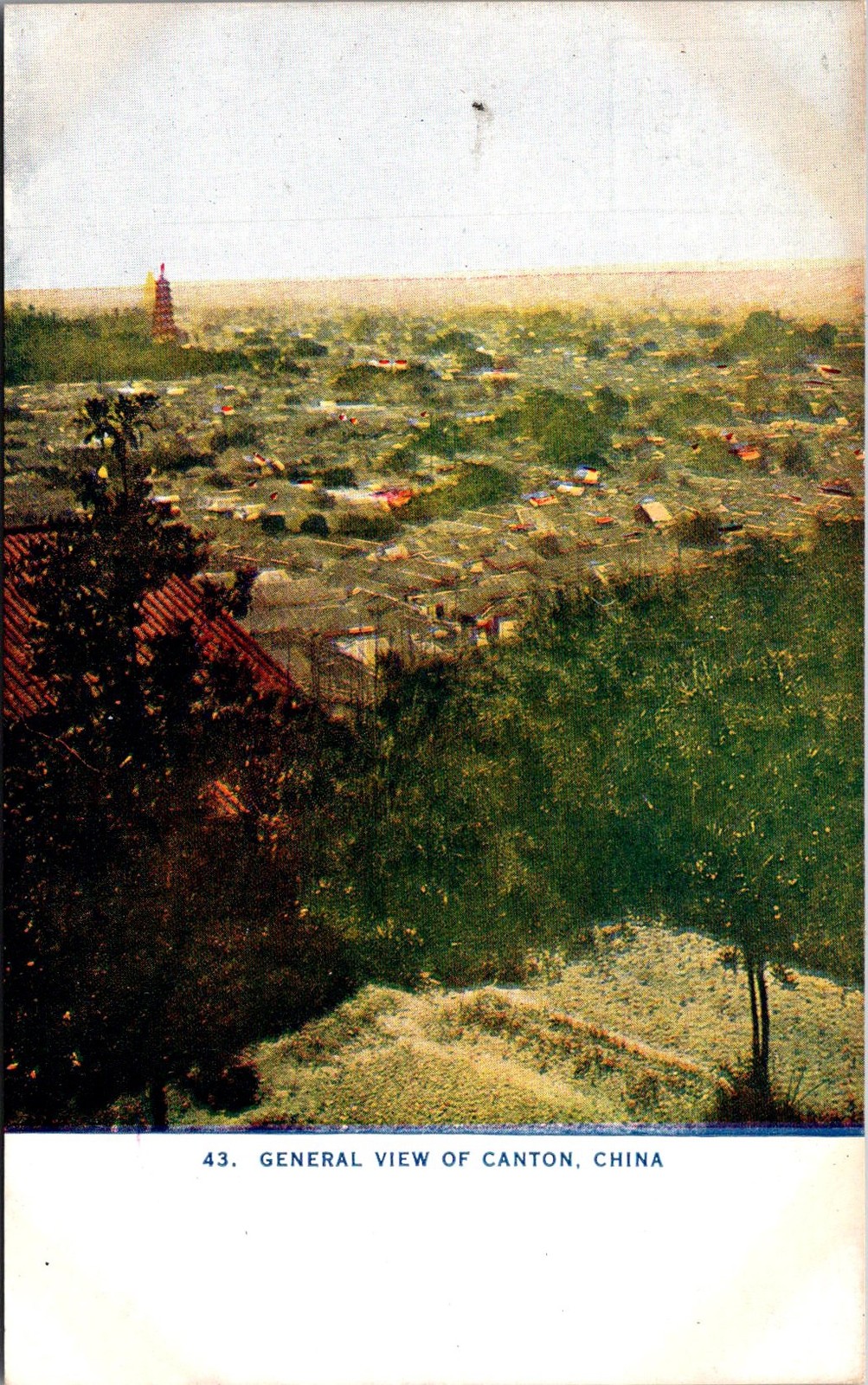 Canton China General View City Rooftops Vintage Postcard 4P24-12