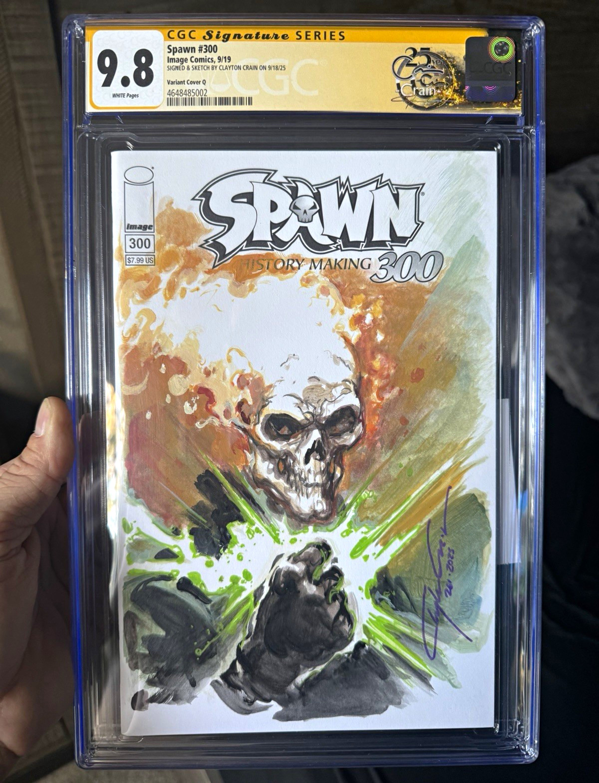 Spawn #300 CGC SS 9.8 Signed Clayton Crain Variant Cover Ghost Rider sketch