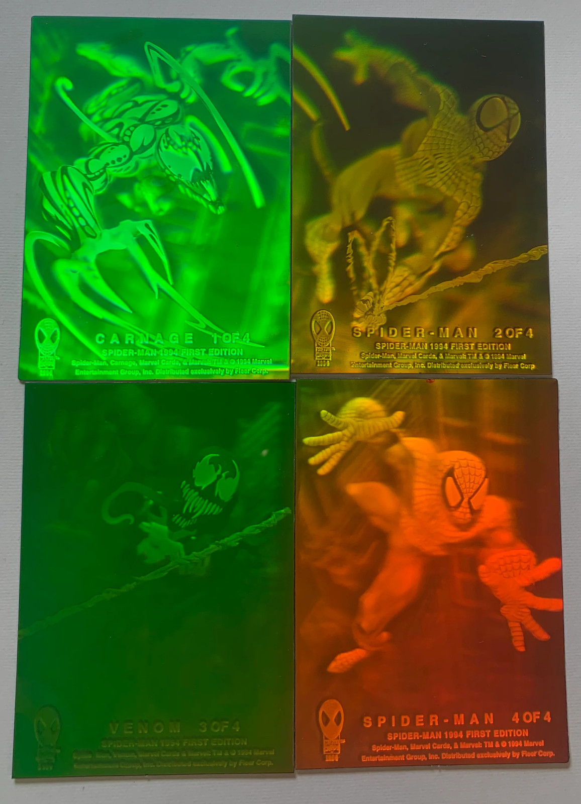 Amazing Spider-man 1994 3D Hologram Chase Card Set (4) Cards Fleer 1994