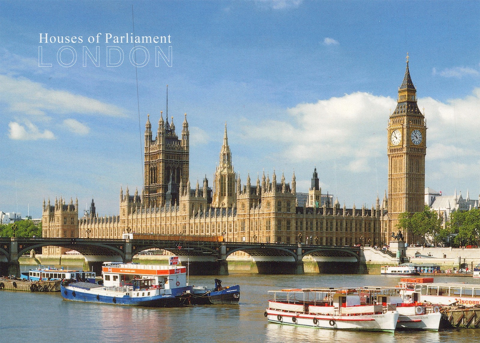 Chrome Postcard London England Houses Of Parliament Big Ben River Thames