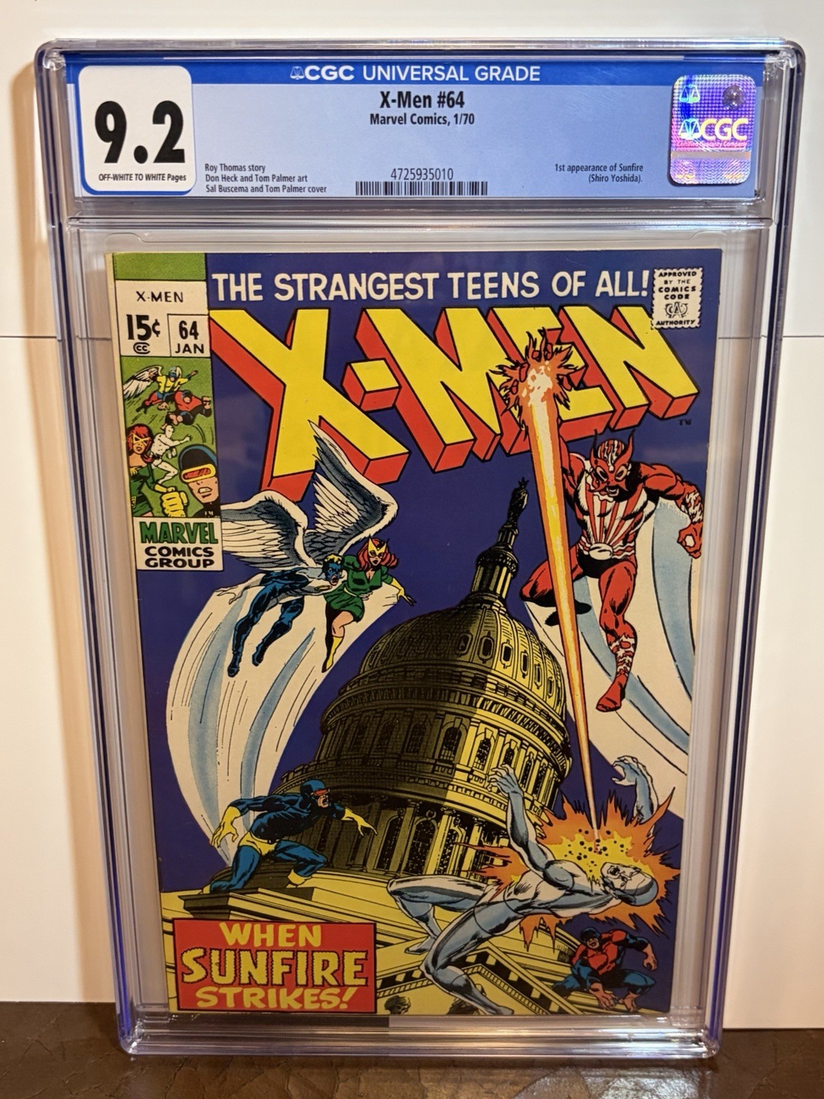 X-Men #64 Marvel Comics January 1970 CGC 9.2 First Sunfire Shiro Yoshida