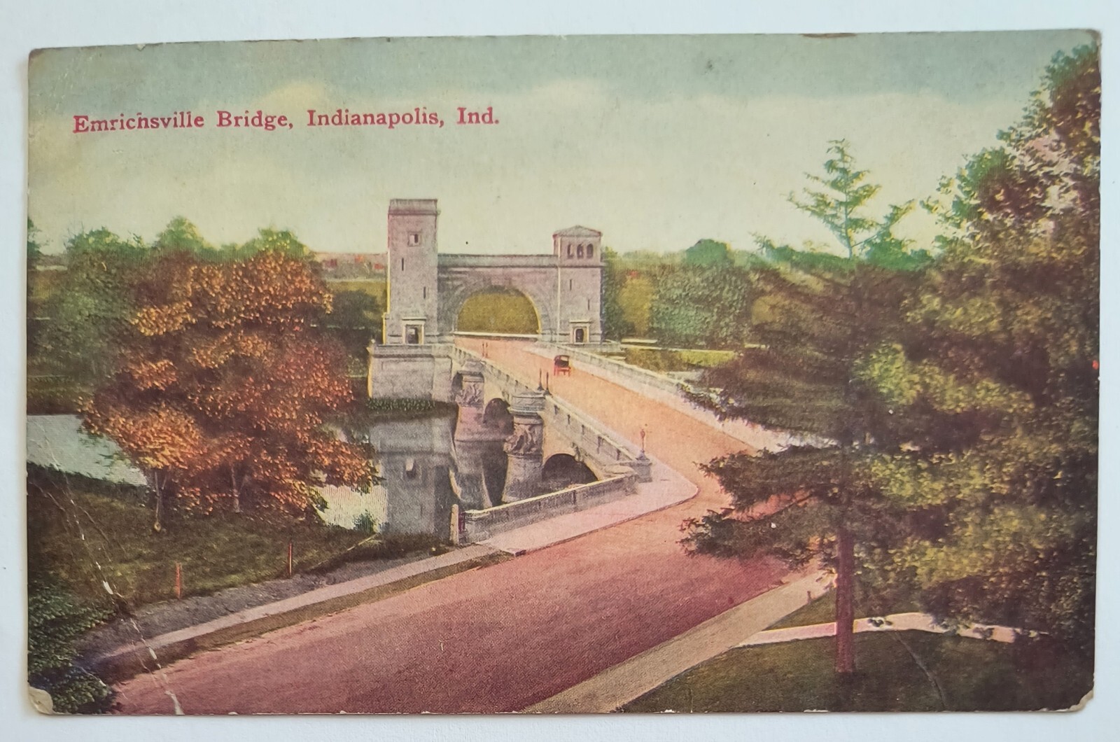 Indianapolis IN Indiana Emrichsville Bridge Vintage 1913 Postcard A9