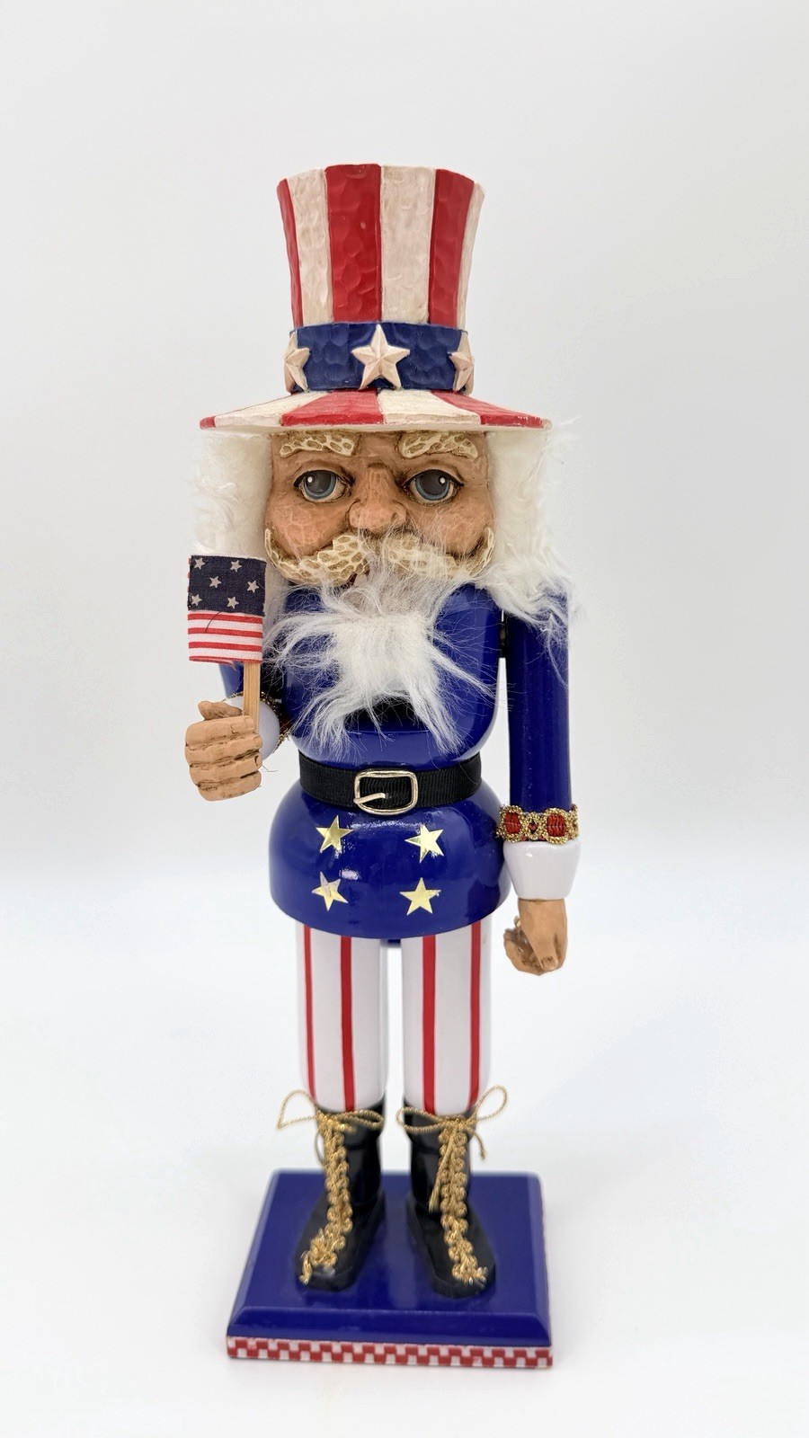 Vintage BRN Uncle Sam Decorative Wooden Nutcracker 13\