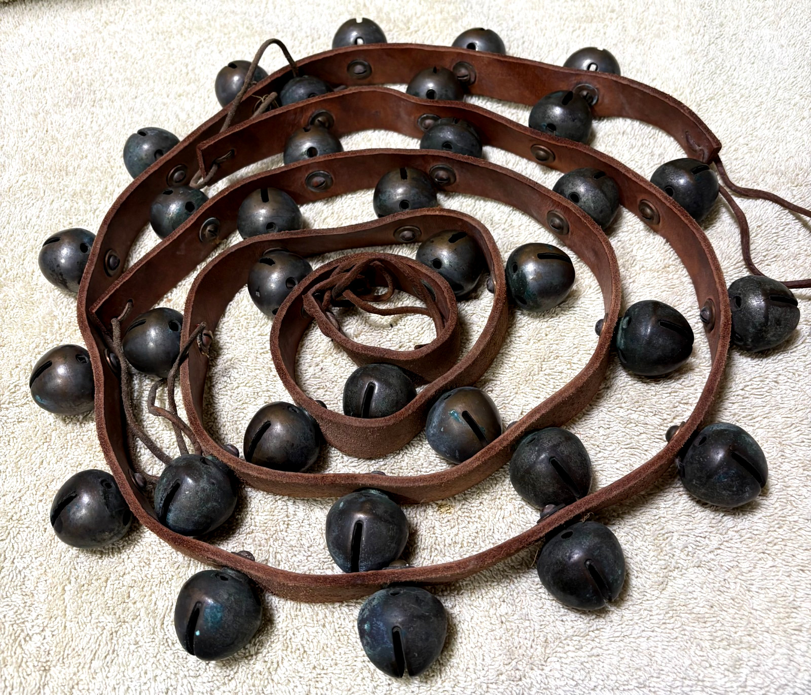 Pair Vintage 1960 Cast Brass Sleigh Bells 44