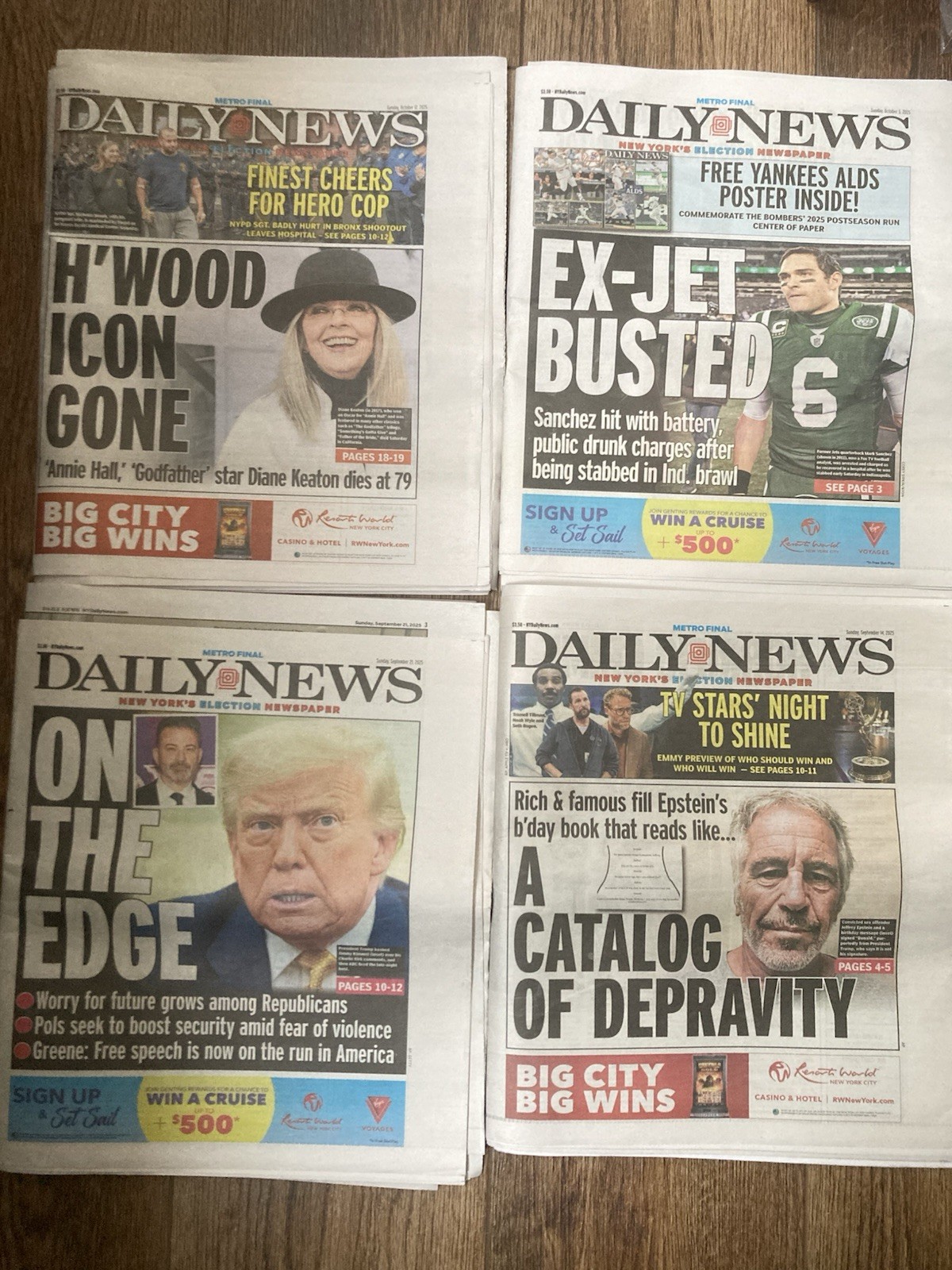 NY Daily News Sunday Newspapers Complete With Advertisement & Comics 2024-2025 NY Daily News Sunday Newspapers Complete With Advertisement & Comics 2024-2025