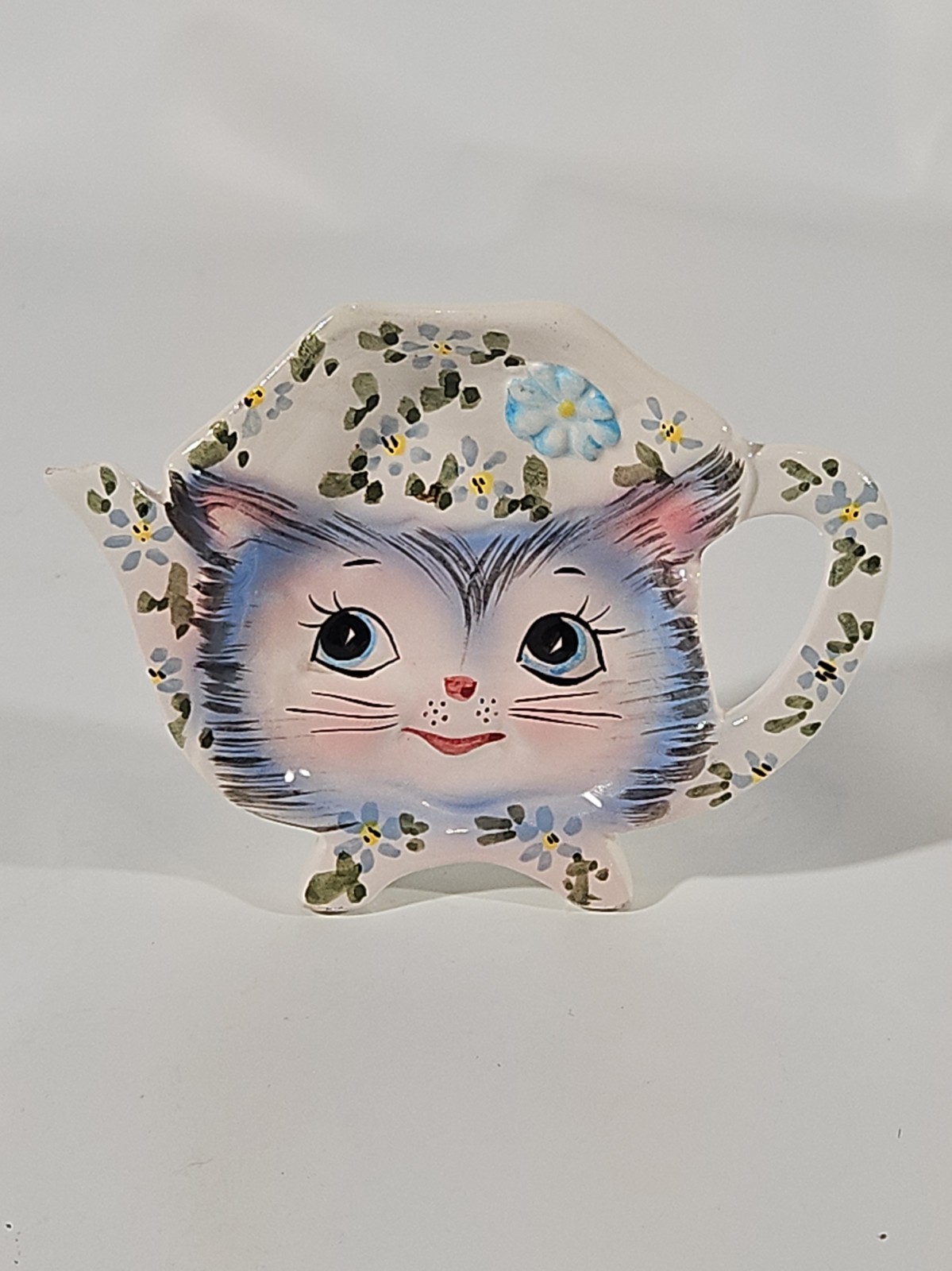 Lefton Miss Priss Kitty Cat Teapot Shaped Teabag Holder