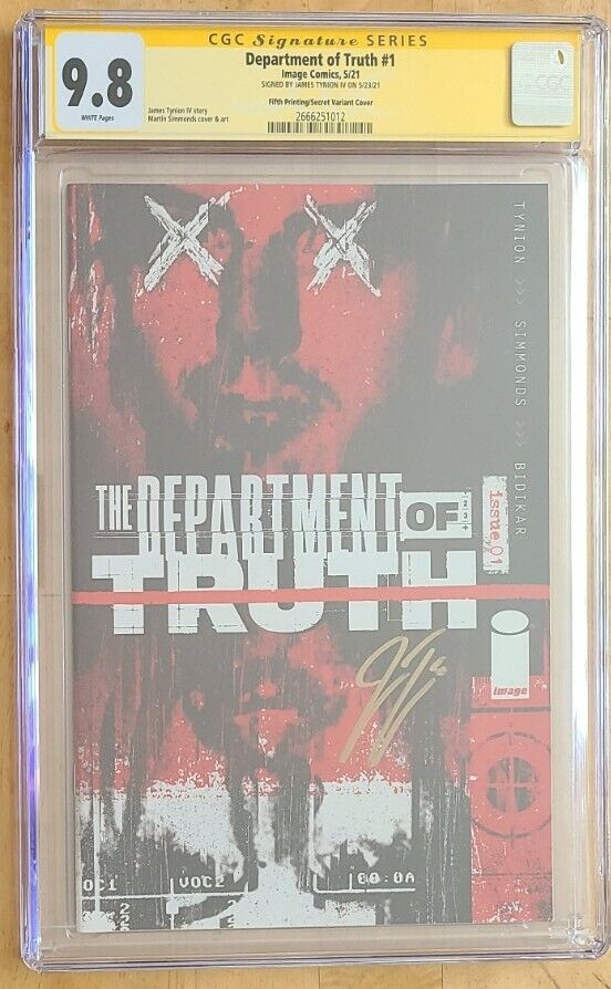 DEPARTMENT OF TRUTH #1 5th PRINT SECRET OSWALD VARIANT CGC SS 9.8 SIGNED TYNION 