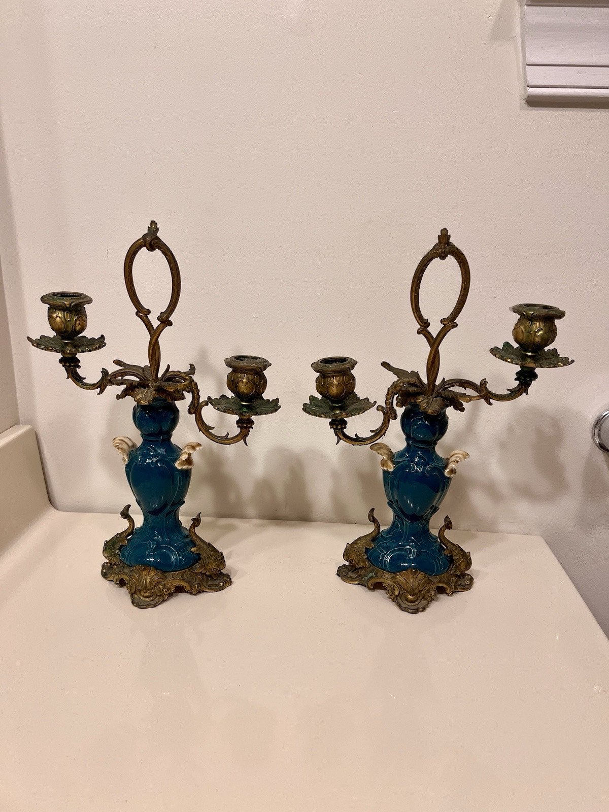 German KPM  Berlin Candelabra  Bronze And Porcelain. Read Description   
