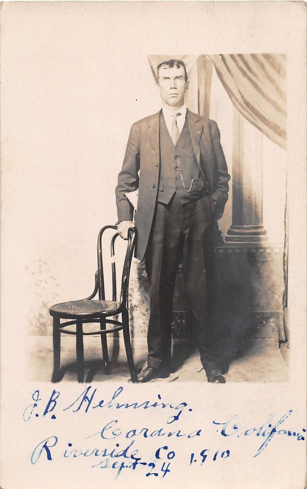 D98/ Riverside California Ca Postcard Real Photo RPPC 1910 J.B. Helmsing Man