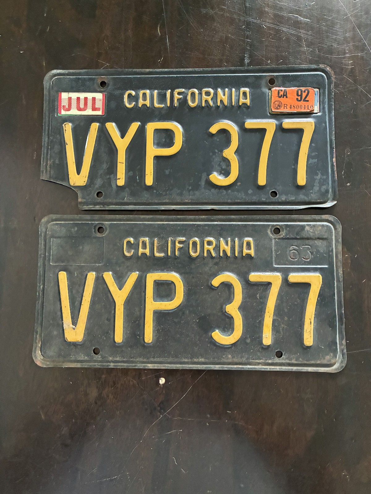 2 Matching Black CA License Plates