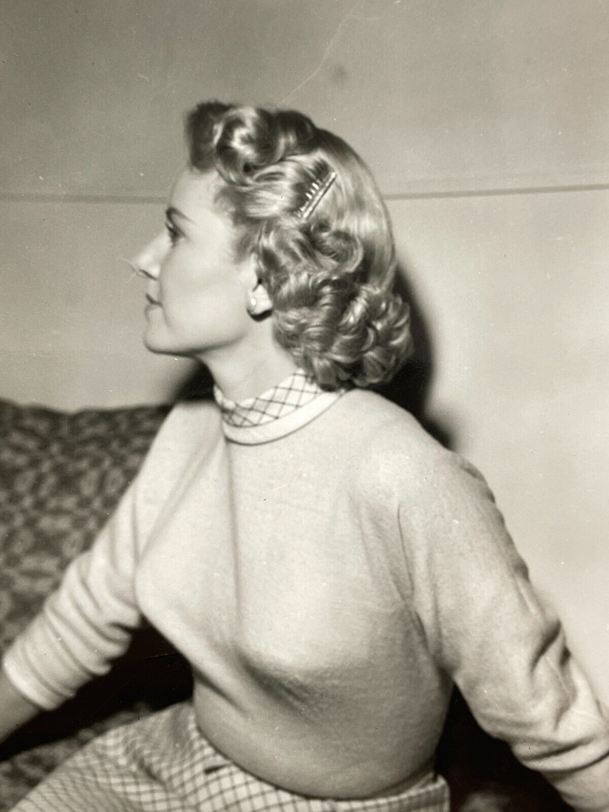 FA Photograph Beautiful Blonde Woman Portrait Profile Lovely 1940\'s Actress 