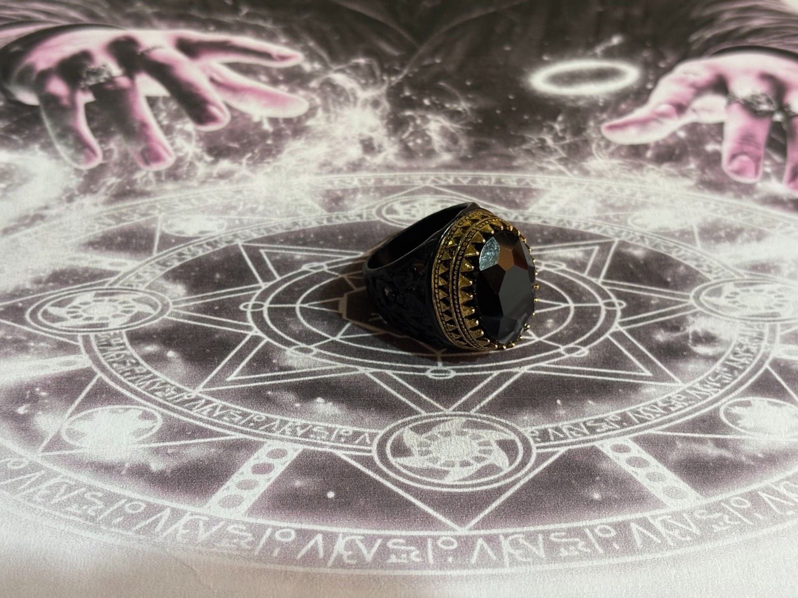 Professional Magical Talisman Black Stone Ring Witch Attract Wealth, Love, Money