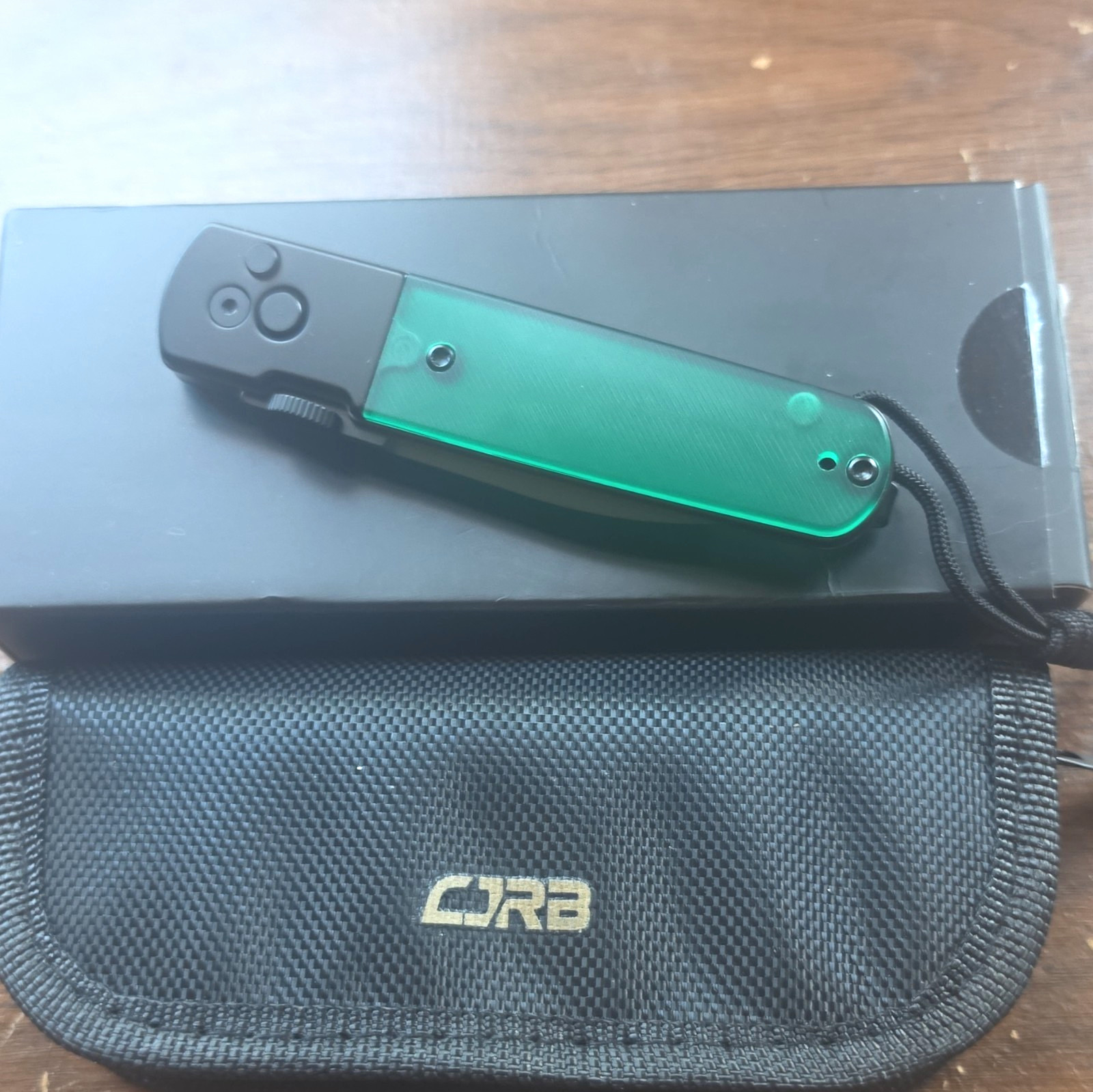 CJRB J1951 Button Lock Pocketknife AR-RPM9 Drop Point Green G10 Clip