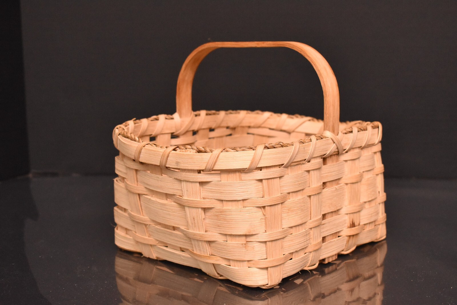 ATQ Signed Splint Weave Gathering Storage Basket Penobscot Native American VTG