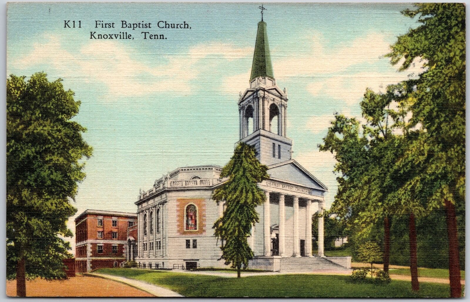 First Baptist Church Knoxville Tennessee TN Grounds Parish Building Postcard